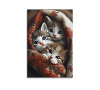MEQKTQIMA Animal Realistic Style Cute Kittens Artwork Decorative Painting Canvas Wall Posters And Modern Family Bedroom Decor 16x24inch(40x60cm)