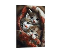 MEQKTQIMA Animal Realistic Style Cute Kittens Artwork Decorative Painting Canvas Wall Posters And Modern Family Bedroom Decor 12x18inch(30x45cm)