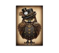 MEQKTQIMA Animal Steampunk Style Mechanical Owl Artwork Decorative Painting Canvas Wall Posters And Modern Family Bedroom Decor 16x24inch(40x60cm)