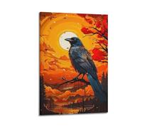 MEQKTQIMA Animal Sunset Crow Artwork Decorative Painting Canvas Wall Posters And Modern Family Bedroom Decor 20x30inch(50x75cm)