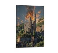 MEQKTQIMA Architecture Landscape Flame Cloud Castle Ruin Vineyard Scene Decorative Painting Canvas Wall Posters And Modern Family Bedroom Decor 12x18inch(30x45cm)