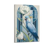 MEQKTQIMA Art Nouveau Style Blue Parrot Decorative Painting Canvas Wall Posters And Modern Family Bedroom Decor 12x18inch(30x45cm)