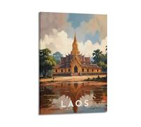 MEQKTQIMA Buddhist Landscape Laos Golden Temple Architecture Scene Decorative Painting Canvas Wall Posters And Modern Family Bedroom Decor 20x30inch(50x75cm)
