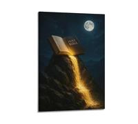 MEQKTQIMA Christian Poster Magical Style Holy Bible With Golden Stream Decorative Painting Canvas Wall Posters And Modern Family Bedroom Decor 12x18inch(30x45cm)