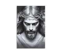 MEQKTQIMA Christian Poster Monochrome Sketch Style Jesus With Crown Of Thorns Decorative Painting Canvas Wall Posters And Modern Family Bedroom Decor 16x24inch(40x60cm)