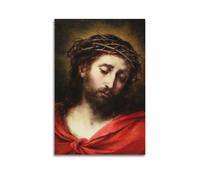 MEQKTQIMA Christian Poster Oil Jesus In Red Robe With Crown Of Thorns Decorative Painting Canvas Wall Posters And Modern Family Bedroom Decor 16x24inch(40x60cm)