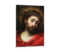 MEQKTQIMA Christian Poster Oil Jesus In Red Robe With Crown Of Thorns Decorative Painting Canvas Wall Posters And Modern Family Bedroom Decor 24x36inch(60x90cm)