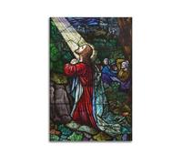 MEQKTQIMA Christian Poster Stained Glass Style Jesus Praying Decorative Painting Canvas Wall Posters And Modern Family Bedroom Decor 16x24inch(40x60cm)