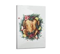 MEQKTQIMA Food Poster Roast Chicken with Fruit Veggie Border Decorative Painting Canvas Wall Posters And Modern Family Bedroom Decor 24x36inch(60x90cm)