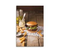 MEQKTQIMA Food Poster Slovak Style Veggie Fresh Burger with Fries Decorative Painting Canvas Wall Posters And Modern Family Bedroom Decor 16x24inch(40x60cm)