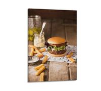 MEQKTQIMA Food Poster Slovak Style Veggie Fresh Burger with Fries Decorative Painting Canvas Wall Posters And Modern Family Bedroom Decor 12x18inch(30x45cm)