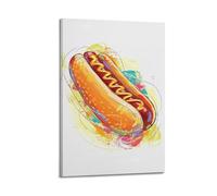 MEQKTQIMA Gourmet Poster Colorful Hot Dog Decorative Painting Canvas Wall Posters And Modern Family Bedroom Decor 16x24inch(40x60cm)