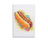 MEQKTQIMA Gourmet Poster Colorful Hot Dog Decorative Painting Canvas Wall Posters And Modern Family Bedroom Decor 24x36inch(60x90cm)