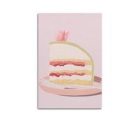 MEQKTQIMA Gourmet Poster Fruit Cake with Lotus Decoration Decorative Painting Canvas Wall Posters And Modern Family Bedroom Decor 24x36inch(60x90cm)