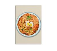 MEQKTQIMA Korean Instant Noodle Rice Cake Combo (with Soft Boiled Eggs) Food Poster Decorative Painting Canvas Wall Posters And Modern Family Bedroom Decor 16x24inch(40x60cm)