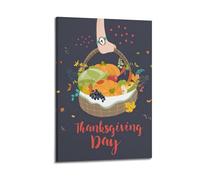 MEQKTQIMA Playful Drawn Thanksgiving Fruit Veggie Basket Illustration Decorative Painting Canvas Wall Posters And Modern Family Bedroom Decor 08x12inch(20x30cm)