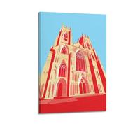 MEQKTQIMA Religious Architecture Illustrated Gothic Red Church Decorative Painting Canvas Wall Posters And Modern Family Bedroom Decor 08x12inch(20x30cm)