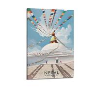 MEQKTQIMA Religious Art Illustrated Nepal Kathmandu Stupa Decorative Painting Canvas Wall Posters And Modern Family Bedroom Decor 16x24inch(40x60cm)