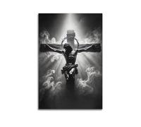MEQKTQIMA Religious Christian Crucified Jesus Black And White Art Decorative Painting Canvas Wall Posters And Modern Family Bedroom Decor 08x12inch(20x30cm)