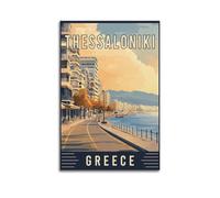 MEQKTQIMA Urban Travel Illustrated Greece Thessaloniki Waterfront Decorative Painting Canvas Wall Posters And Modern Family Bedroom Decor 16x24inch(40x60cm)