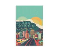 MEQKTQIMA Urban Travel Illustrated South Africa Cape Town Table Mountain Decorative Painting Canvas Wall Posters And Modern Family Bedroom Decor 08x12inch(20x30cm)