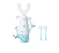 Meqtpomy Kids Electric Toothbrush，U Shaped Toothbrush Waterproof Battery Powered 360 Automatic Sonic Toddler Toothbrushes for 8-13 Years Old for Boys Girls ，with 2 Replacement Brush Heads（Blue）