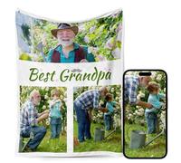 MEQUER Custom Personalised 9 Photo Collage Blanket Thow Gifts with Text, Pictures Blankets Gift for Christmas Anniversary Birthday Adults Kids Dad Mum Girlfriend Boyfriend Wife Husban (3-grid text)