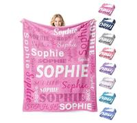 MEQUER Personalised Baby Name Blanket, Custom Blankets and Throws with Name for Kids Girls Boys, Customised Toddler Blanket Gifts for Christmas Birthday Baby Shower (Design Name)