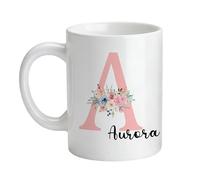 MEQUER Personalised Photo Mug Custom Name & Text Mug Create Your Own Ceramic Coffee Cup Meaningful Custom Gift for Family Couple Friends Birthday or Anniversary (Alphabet)