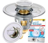Mer-Maid Drain Magic Extra-Rugged Universal Sink Stopper, AS-SEEN-ON-TV, Instantly Replace Broken or Missing Stoppers, Push To Fill & Drain, Prevents Clog, Watertight Silicone Gasket & Seal - No Tools