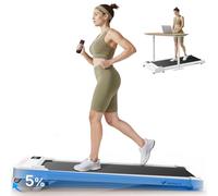 MERACH 2 in 1 Walking Pad with 5% Incline, 2-6 km/h Treadmill for Home, 3.0HP Under Desk Treadmill, Walking Pad for Home and Office, Remote Control, Load Capacity up to 136 kg, LED Display, APP（White)