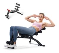 MERACH Ab Workout Machine, Adjustable Sit Up Bench, Abdominal Crunch Machine for Home Gym for Waist Abdomen Hips Legs, Max 136KG, for Sit Up/Air Bike/Abdominal Twisting/Leg Lifts Training etc, Black