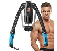 MERACH Arm Exerciser with Rep Counter, Adjustable 10-200 kg Hydraulic Strength Trainer for Home Gym, Professional Arm Toner for Biceps Triceps Chest Shoulder, with Safety Buckle - Blue