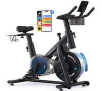 MERACH Exercise Bike with LED Display, Stationary Bike with Exclusive App for Customized Exercise Plans, Quiet Indoor Cycling Bike Exercise Equipment for Home Gym Use, 300lbs Weight Capacity