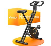 MERACH Folding Exercise Bike, Home Trainer with LCD Display, 16-Level Magnetic Resistance Foldable Stationary Exercise Bike, Comfortable Seat, Space-Saving, Capacity 136KG