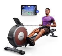 MERACH Home Rowing Machine, Magnetic Bluetooth Rowing Machines with 16 Resistance Levels, Upgrade to Double Slide Rails, Maximum Load Capacity of 160 kg, Vertical Storage, Space Saving