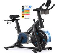 MERACH Magnetic Exercise Bike with LCD Display, Stationary Bike with Exclusive App for Customized Exercise Plans, Quiet Indoor Cycling Bike, 300-350 lbs Weight Capacity & Heavier Flywheel