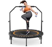 MERACH Mini Trampoline Fitness Adults - 40'' Foldable Trampolines with Adjustable Handle Max Load 330lb, Indoor Trampoline for Exercise Training Quie