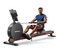 MERACH Professional Self Generated Rowing Machine, Upgraded 60kg Peak Magnetic Resistance, Auto Resistance Adjustment, Dual Wooden Rails, LED Display- A Ideal Blend of Professionalism and Art (Black)