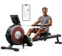 MERACH Rowing Machine, Bluetooth Magnetic Rower Machine with Dual Slide Rail, 16 Levels of Electromagnetic Resistance, Max 350lb Weight Capacity, App Compatible, Rowing Machines for Home Use