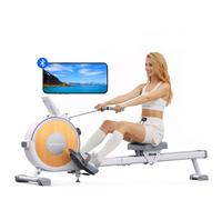 MERACH Rowing Machine for Home Gym, Magnetic Rower with 16 Levels of Quiet Resistance, Dual Slide Rails, 158 kg Weight Capacity, App Compatible Magnetic (Nordic White)