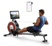 MERACH Rowing Machine for Home Gym, Magnetic Rower with 16 Levels of Quiet Resistance, Dual Slide Rails, 158 kg Weight Capacity, App Compatible (15.6 Inch HD Screen)