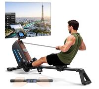 MERACH Rowing Machines for Home Gym, Self-Powered Rowing Machine with Tri-color LED Light Bar, Upgraded Magnetic Rower with 130 cm Extended Rail, High Resistance Fitness Equipment