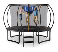 MERACH Trampoline 10ft/12ft/14ft/16ft, Outdoor Large Trampolines with Safety Net & Basket Ball, Max Load 330lb Rebounder Trampoline for Adults Family