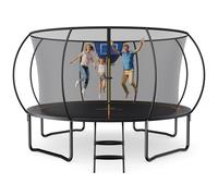 MERACH Trampoline 10ft/12ft/14ft/16ft, Outdoor Large Trampolines with Safety Net & Basket Ball, Max Load 330lb Rebounder Trampoline for Adults Family