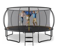 MERACH Trampoline 10ft/12ft/14ft/16ft, Outdoor Large Trampolines with Safety Net & Basket Ball, Max Load 330lb Rebounder Trampoline for Adults Family