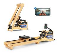 MERACH Water Rowing Machines for Home, Folding Rowing Machine with 350 lbs Load Capacity, Special Monitor and Comfortable Seat R23 (Natural Wood Color)