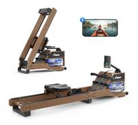 MERACH Water Rowing Machines for Home, Folding Rowing Machine with 350 lbs Load Capacity, Special Monitor and Comfortable Seat R23 (Walnut Color)