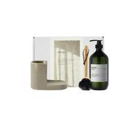 Meraki Gift Box w. Grey Holder, Nature Brush & Forest Garden Dish Wash 1000 ml + 2 pcs