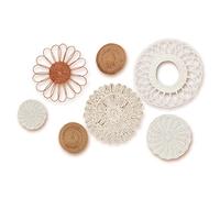 MeraMera Rattan Wall Decor,Rattan Flower Wall Basket Decor Set of 7,Boho Wall Decor,Basket Wall Decor,Rattan Decor Diameter from 13.8" to 5.1"
